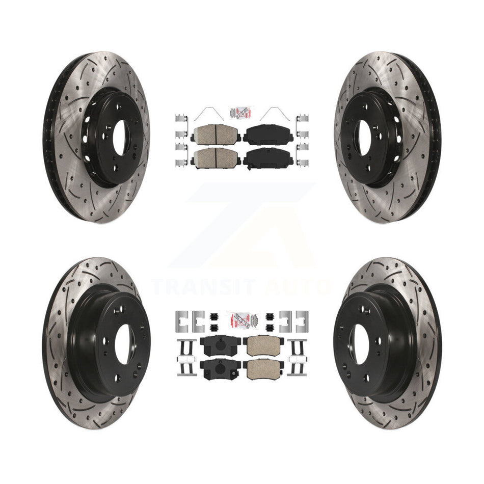 Front Rear Ceramic Pad And Coated Drilled Slotted Disc Brake Rotor Kit For 2016 Acura ILX KDA-102667