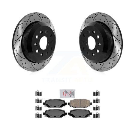 Rear Coated Drill Slot Disc Brake Rotor Ceramic Pad Kit For 2018-2020 Jeep Wrangler Sport KDA-102681