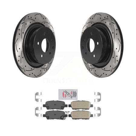 Rear Coated Drilled Slotted Disc Brake Rotors And Ceramic Pads Kit For INFINITI G35 Q60 KDA-102683