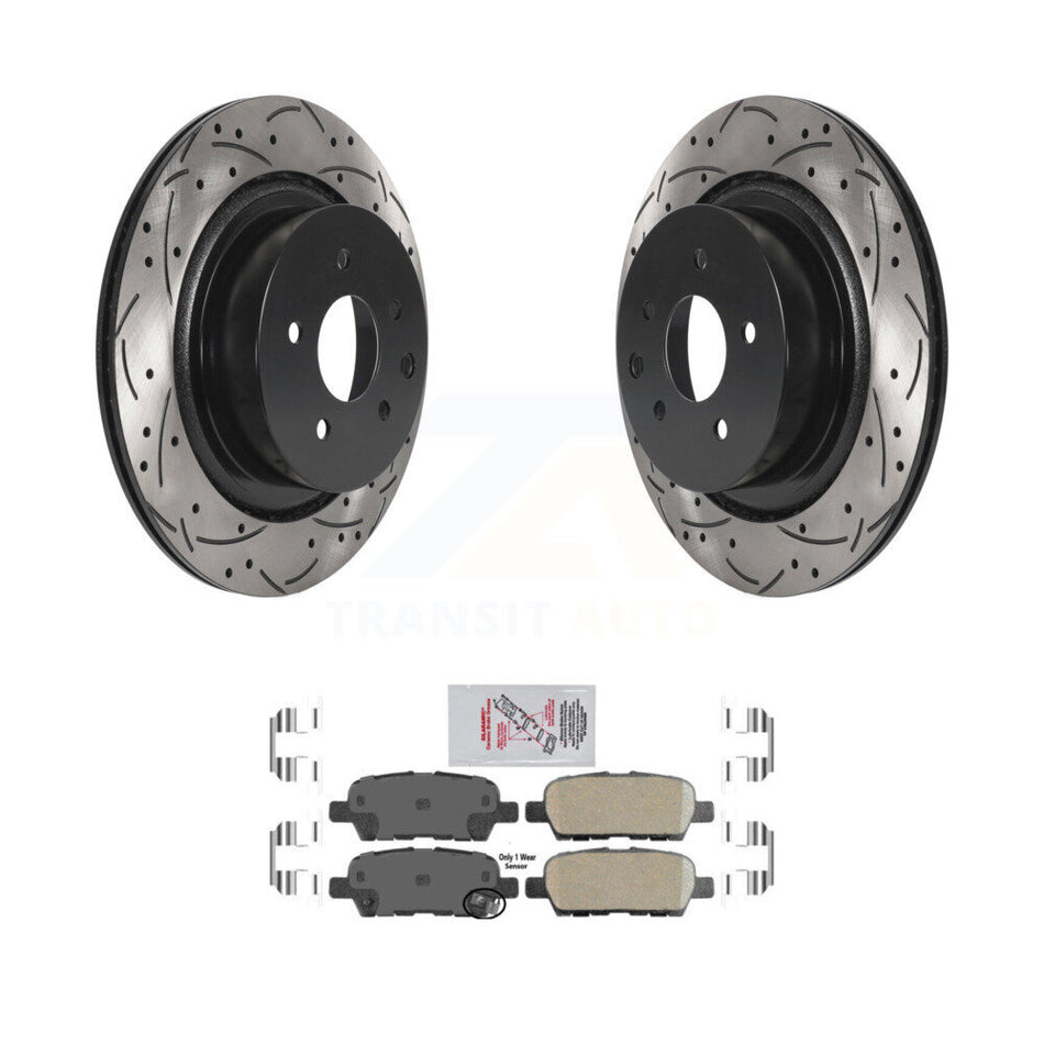 Rear Coated Drilled Slotted Disc Brake Rotors And Ceramic Pads Kit For INFINITI G35 Q60 KDA-102683