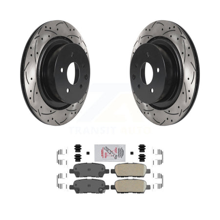 Rear Coated Drilled Slotted Disc Brake Rotors And Ceramic Pads Kit For INFINITI G35 Q60 KDA-102684