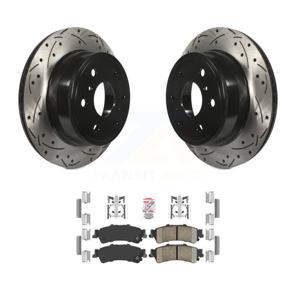 Rear Coated Drilled Slotted Disc Brake Rotors Ceramic Pad Kit For GMC Sierra 1500 Classic KDA-102686