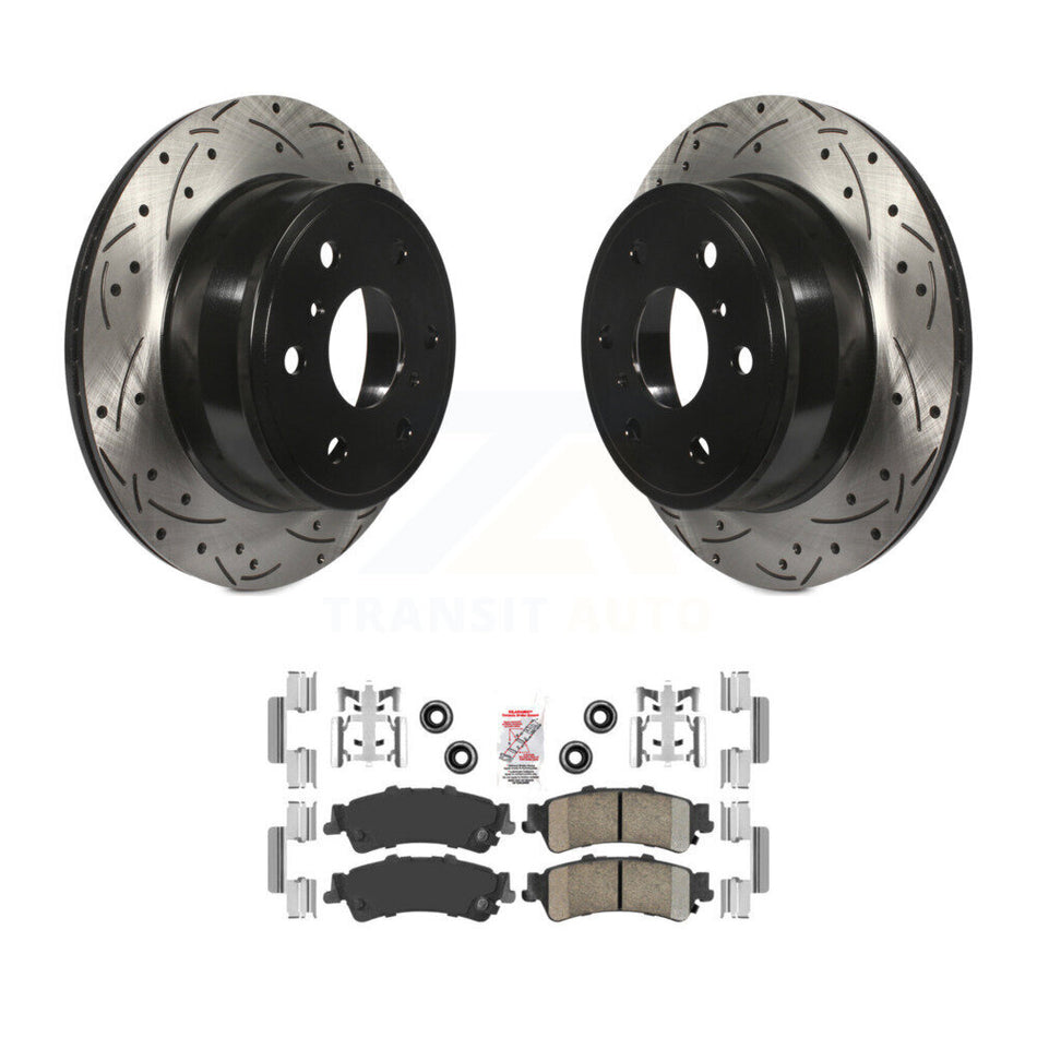 Rear Coated Drilled Slotted Disc Brake Rotors Ceramic Pad Kit For GMC Sierra 1500 Classic KDA-102687