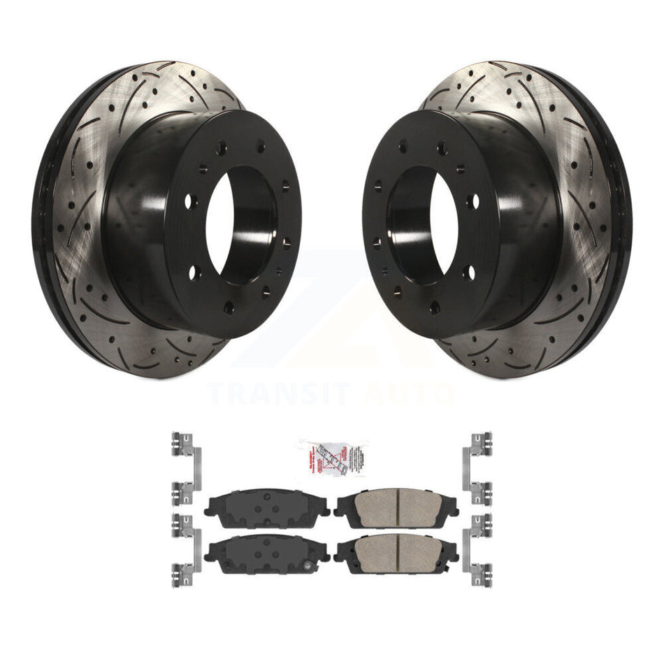 Rear Drill Slot Disc Brake Rotor Ceramic Pad Kit For Chevrolet Suburban With 8 Lug Wheels KDA-102689