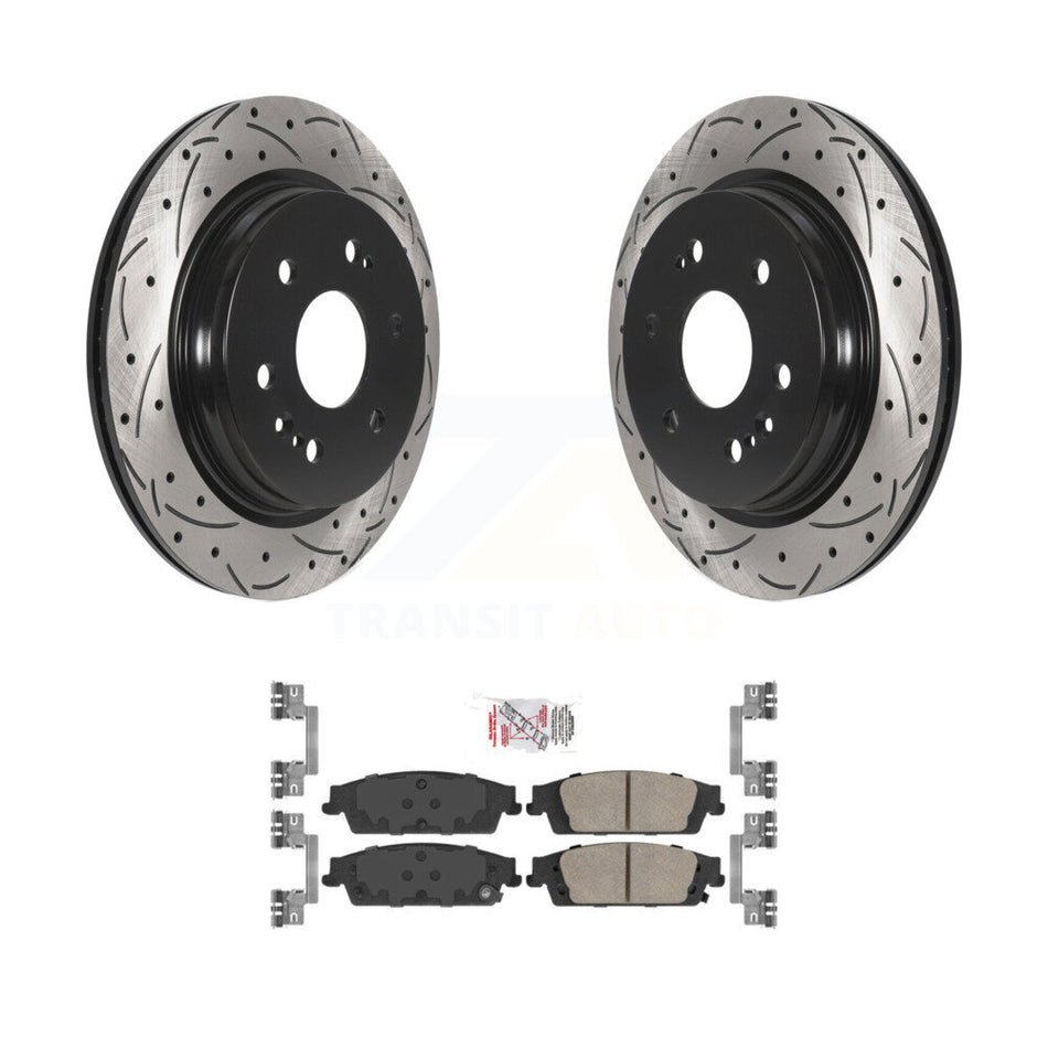 Rear Drilled Slot Brake Rotors Ceramic Pad Kit For Chevrolet Silverado 1500 LD GMC Sierra KDA-102691