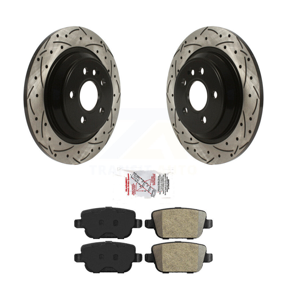 Rear Coated Drill Slot Disc Brake Rotor Semi-Metallic Pad Kit For 2008-2011 Volvo S80 FWD KDA-102695