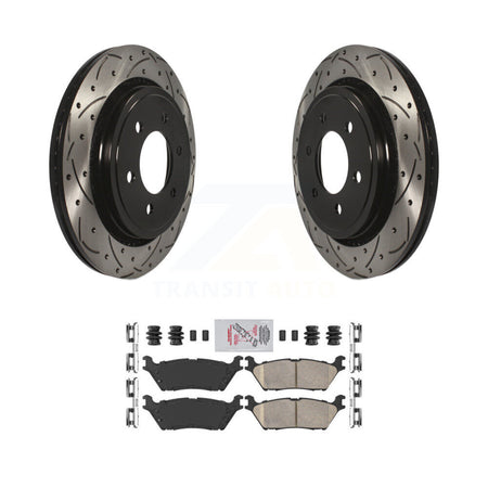 Rear Drilled Slot Brake Rotors Ceramic Pad Kit For Ford F-150 With Electric Parking KDA-102696