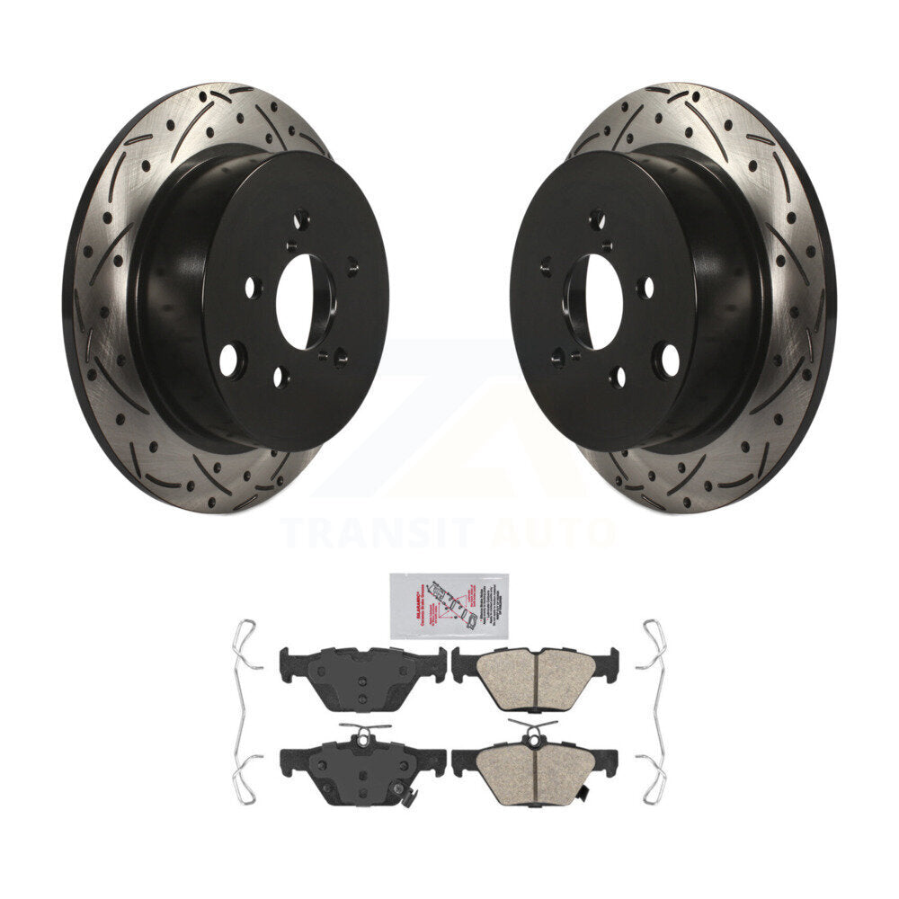 Rear Coated Drilled Slotted Disc Brake Rotors And Ceramic Pads Kit For Subaru Crosstrek KDA-102710