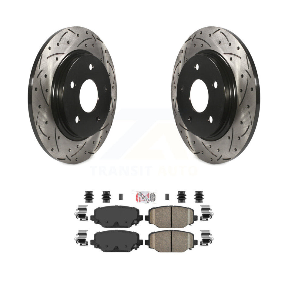 Rear Coated Drilled Slotted Disc Brake Rotors And Ceramic Pad Kit For Dodge Grand Caravan KDA-102714