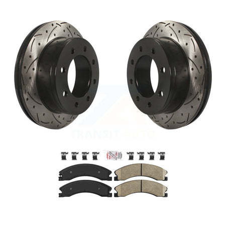 Rear Coated Drilled Slotted Disc Brake Rotor & Ceramic Pad Kit For Chevrolet Express 4500 KDA-102716