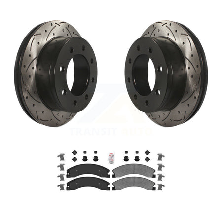 Rear Coated Drill Slot Disc Brake Rotors Semi-Metallic Pad Kit For Chevrolet Express 4500 KDA-102717