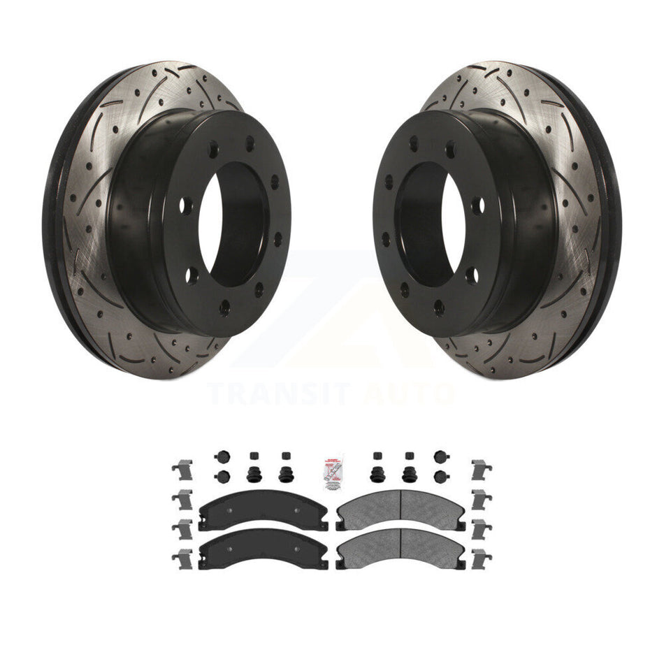 Rear Coated Drill Slot Disc Brake Rotors Semi-Metallic Pad Kit For Chevrolet Express 4500 KDA-102717
