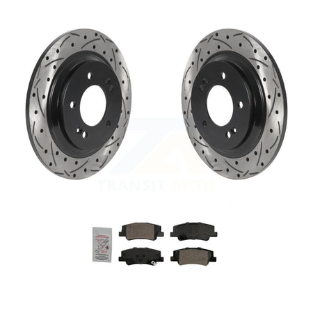 Rear Coated Drill Slot Disc Brake Rotor Ceramic Pad Kit For Hyundai Sonata Kia Niro EV K5 KDA-102746