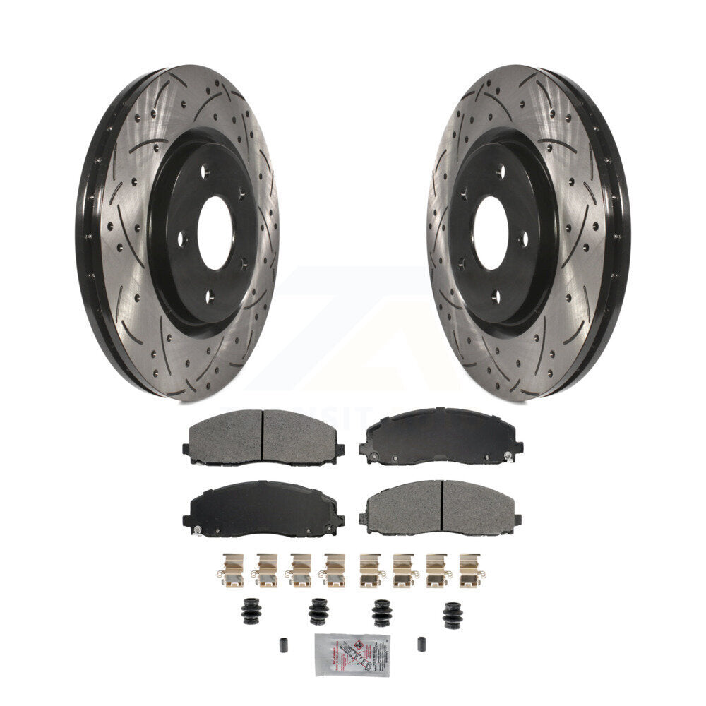 Front Drill Slot Brake Rotor Semi-Metallic Pad Kit For Dodge Grand Caravan Journey Town & KDA-102748