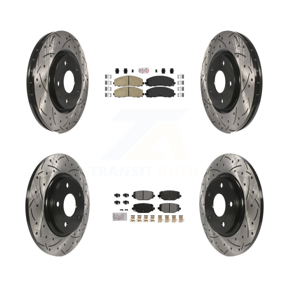 Front Ceramic Rear Semi-Metallic Pad Drill Slot Brake Rotor Kit For Dodge Grand Caravan & KDA-102753