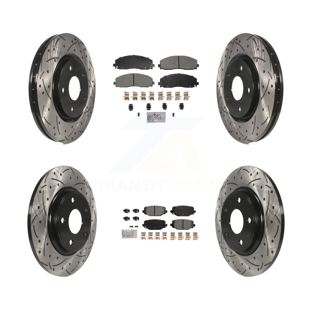 Front Rear Semi-Metallic Pad Drill Slot Brake Rotor Kit For Dodge Grand Caravan Journey & KDA-102754