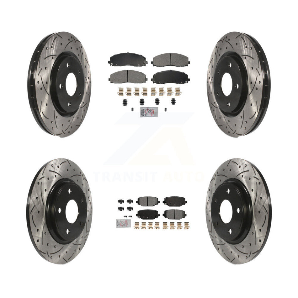 Front Rear Semi-Metallic Pad Drill Slot Brake Rotor Kit For Dodge Grand Caravan Journey & KDA-102754