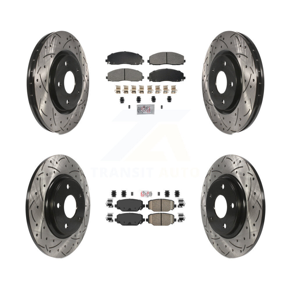 Front Semi-Metallic Rear Ceramic Pad Drill Slot Brake Rotor Kit For Dodge Grand Caravan & KDA-102755