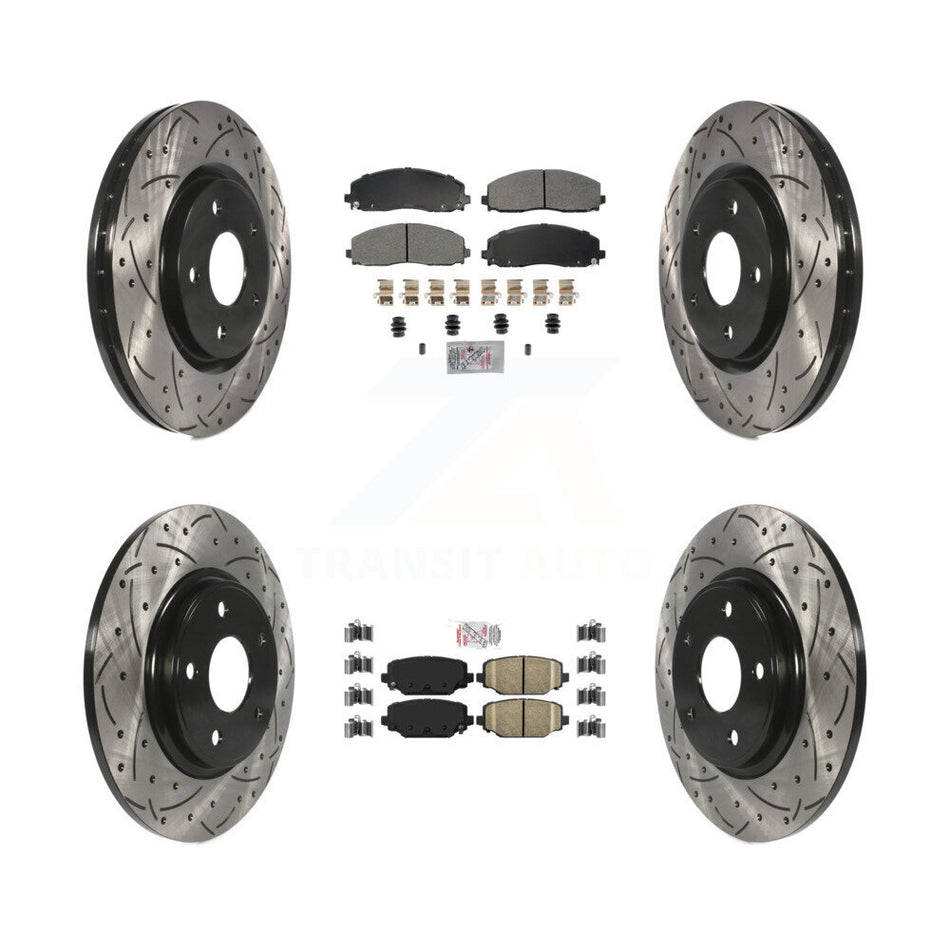 Front Semi-Metallic Rear Ceramic Pad Drill Slot Brake Rotor Kit For Dodge Grand Caravan & KDA-102756