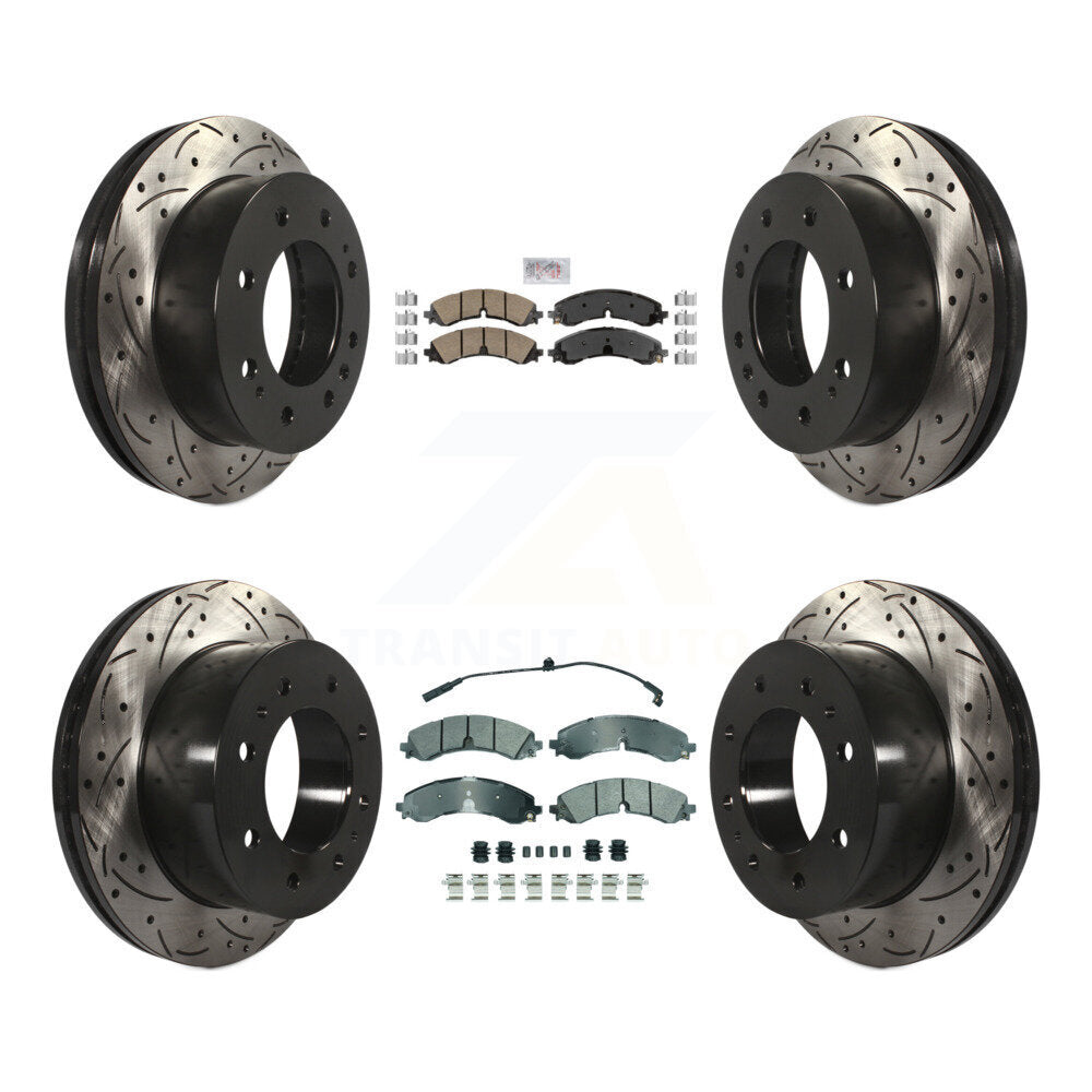 Front Ceramic Rear Semi-Metallic Pad Drill Slot Brake Rotors Kit For GMC Chevrolet Sierra KDA-102758