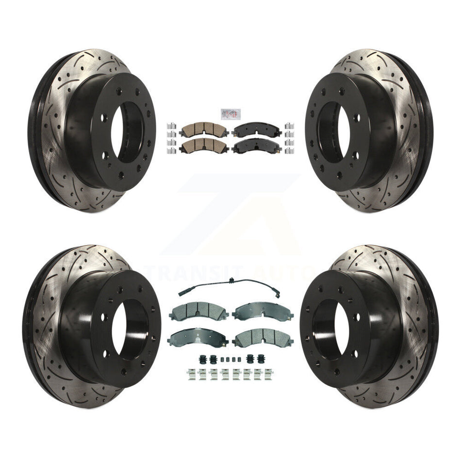 Front Ceramic Rear Semi-Metallic Pad Drill Slot Brake Rotors Kit For GMC Chevrolet Sierra KDA-102758