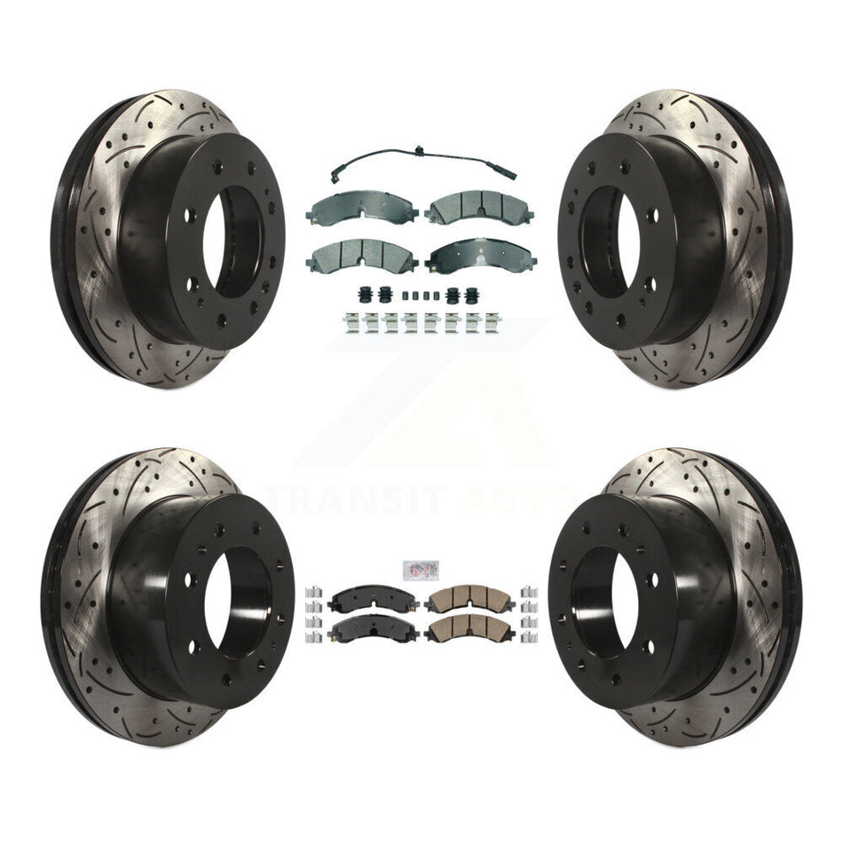 Front Semi-Metallic Rear Ceramic Pad Drill Slot Brake Rotors Kit For GMC Chevrolet Sierra KDA-102759