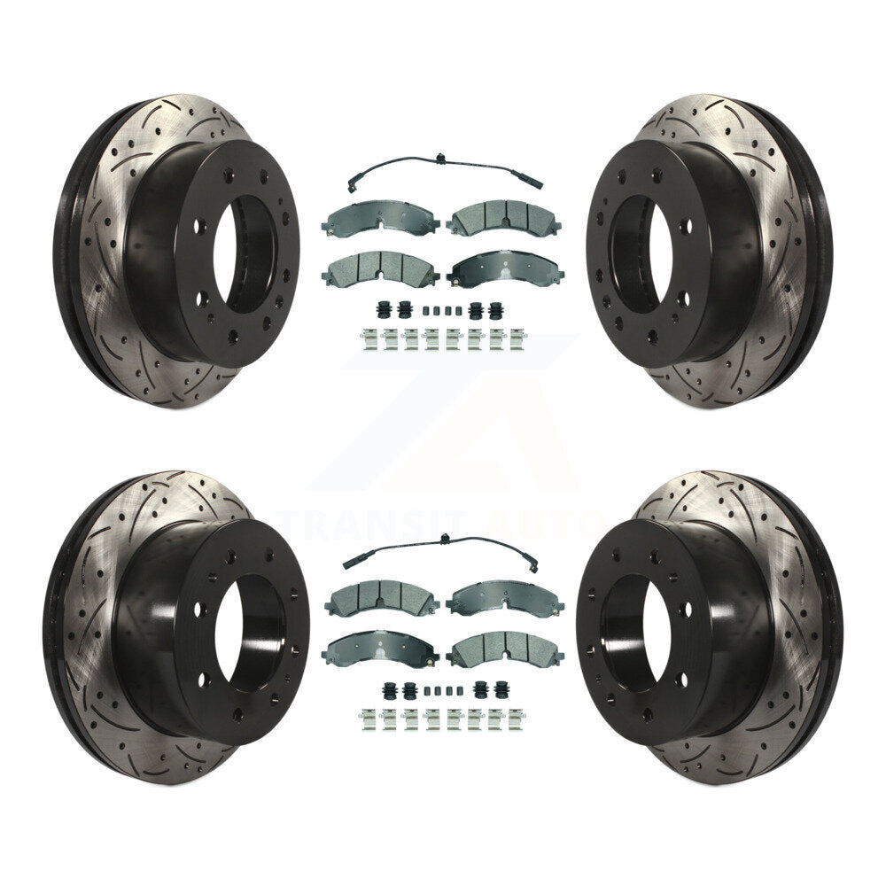 Front Rear Semi-Metallic Pad Drill Slot Brake Rotors Kit For GMC Chevrolet Sierra 2500 HD KDA-102760