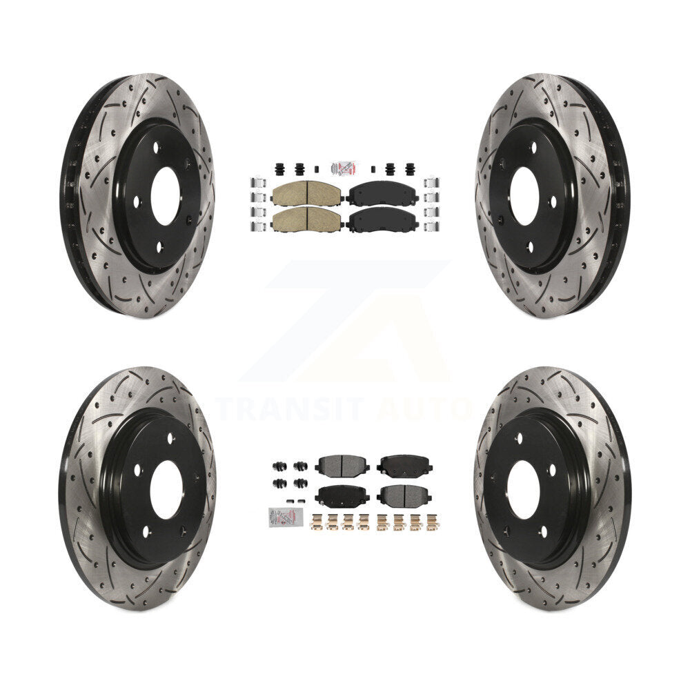 Front Ceramic Rear Semi-Metallic Pad Drilled Slot Brake Rotor Kit For Dodge Grand Caravan KDA-102761