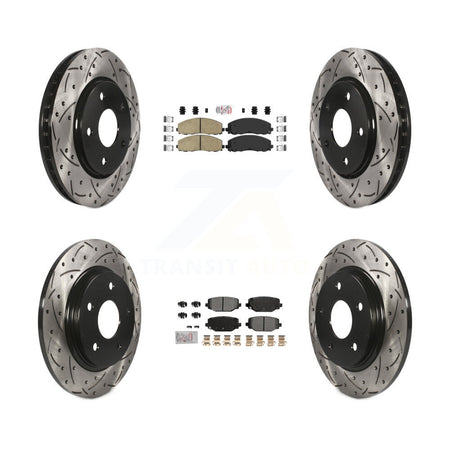 Front Ceramic Rear Semi-Metallic Pad Drilled Slot Brake Rotor Kit For Dodge Grand Caravan KDA-102761