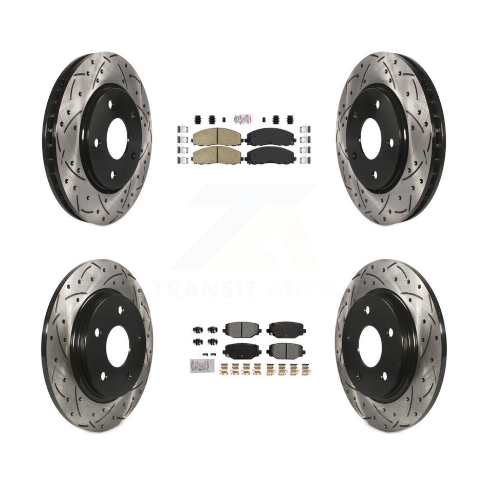 Front Ceramic Rear Semi-Metallic Pad Drilled Slot Brake Rotor Kit For Dodge Grand Caravan KDA-102761