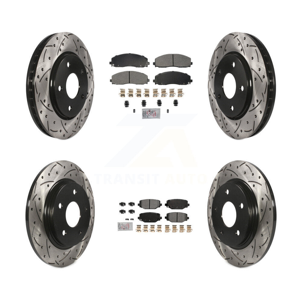 Front Rear Semi-Metallic Pad Coat Drill Slot Disc Brake Rotor Kit For Dodge Grand Caravan KDA-102762