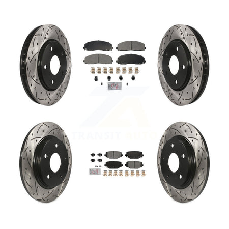 Front Rear Semi-Metallic Pad Coat Drill Slot Disc Brake Rotor Kit For Dodge Grand Caravan KDA-102762