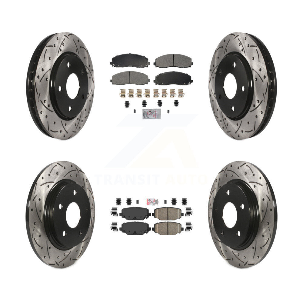 Front Semi-Metallic Rear Ceramic Pad Drilled Slot Brake Rotor Kit For Dodge Grand Caravan KDA-102763