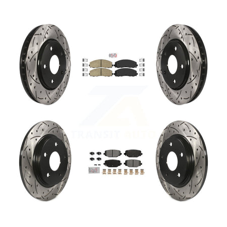 Front Ceramic Rear Semi-Metallic Pad Drilled Slot Brake Rotor Kit For Dodge Grand Caravan KDA-102765