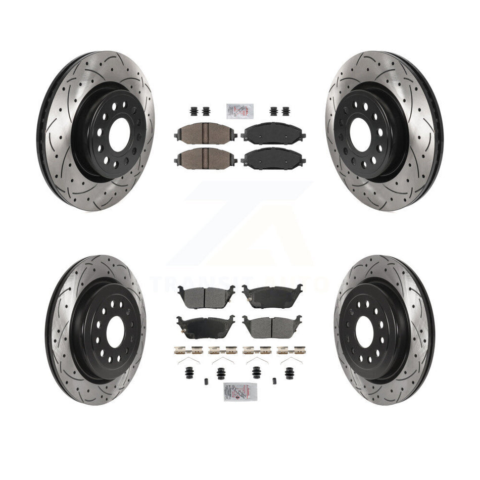 Front Rear Semi-Metallic Pad And Coated Drilled Slotted Disc Brake Rotor Kit For Ram 1500 KDA-102768