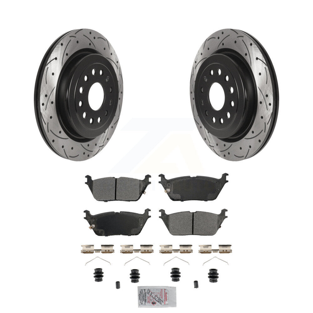 Rear Coated Drilled Slotted Disc Brake Rotors And Semi-Metallic Pads Kit For Ram 1500 KDA-102770