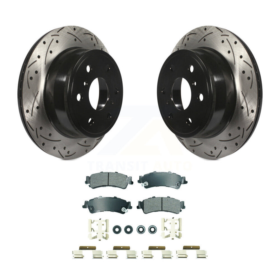 Rear Coated Drill Slot Disc Brake Rotor Semi-Metallic Pad Kit For GMC Sierra 1500 Classic KDA-102771