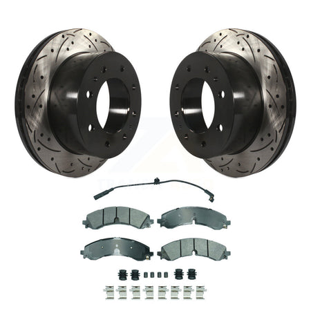 Rear Drilled Slot Brake Rotor Semi-Metallic Pad Kit For GMC Chevrolet Sierra 2500 HD 3500 KDA-102774