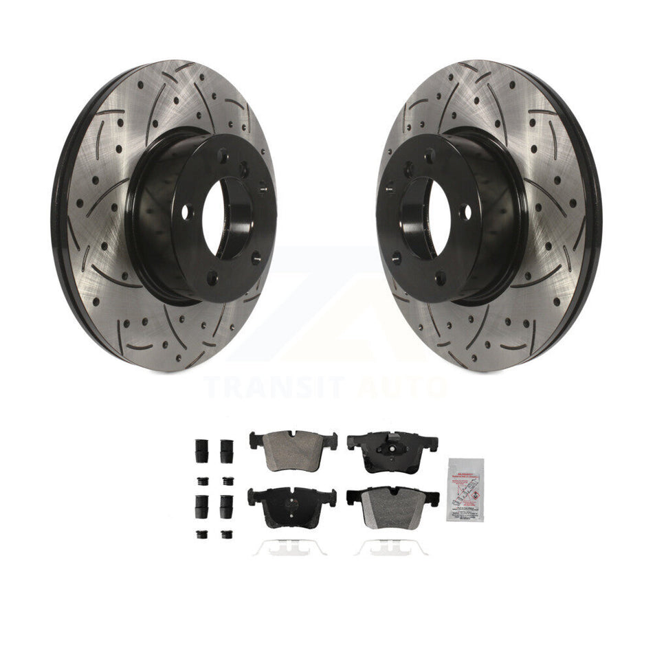 Front Drill Slot Brake Rotors Semi-Metallic Pad Kit For BMW 328i xDrive 330i 320i 428i GT KDA-102777