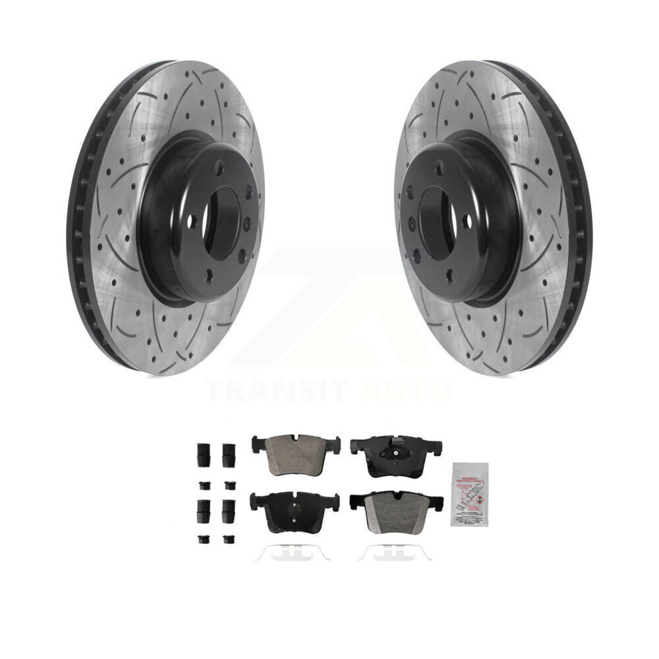 Front Coated Drilled Slot Disc Brake Rotor & Semi-Metallic Pad Kit For BMW 335i xDrive GT KDA-102778