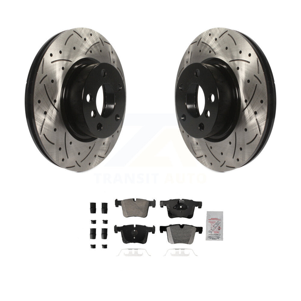 Front Coated Drilled Slotted Disc Brake Rotors And Semi-Metallic Pads Kit For BMW X3 X4 KDA-102784