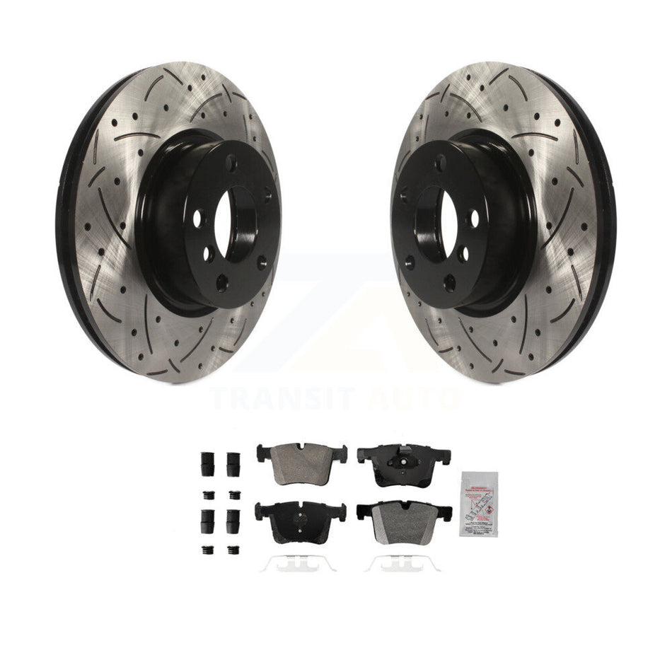 Front Coated Drilled Slotted Disc Brake Rotors And Semi-Metallic Pads Kit For BMW X3 X4 KDA-102784