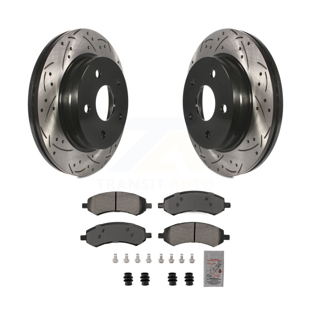 Front Drilled Slot Brake Rotors Semi-Metallic Pad Kit For Ram 1500 Classic Dodge Chrysler KDA-102787