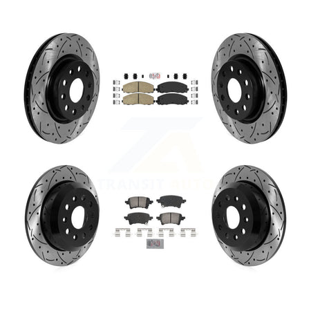 Front Rear Ceramic Pad And Coated Drilled Slotted Disc Brake Rotors Kit For Jeep Wrangler KDA-102790
