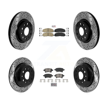 Front Rear Ceramic Pad And Coated Drilled Slotted Disc Brake Rotors Kit For Jeep Wrangler KDA-102791