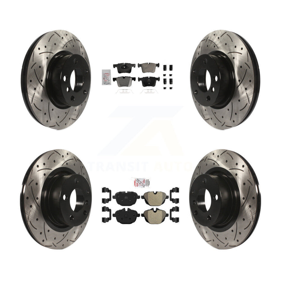 Front Rear Semi-Metallic Pad & Coated Drilled Slotted Disc Brake Rotors Kit For BMW X3 X4 KDA-102793