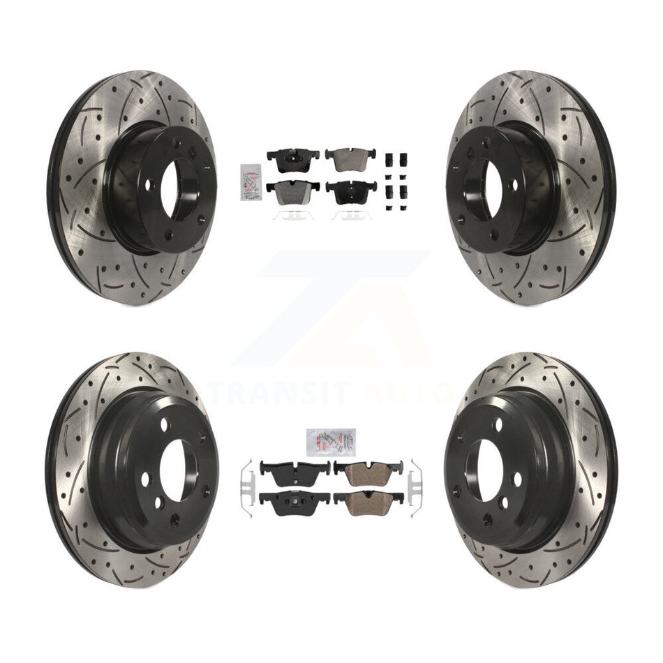 Front Rear Semi-Metallic Pad & Drilled Slot Disc Brake Rotor Kit For BMW 320i xDrive 328d KDA-102794