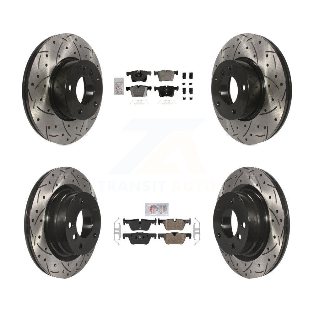 Front Rear Semi-Metallic Pad & Coated Drilled Slot Disc Brake Rotor Kit For BMW 320i 328d KDA-102795