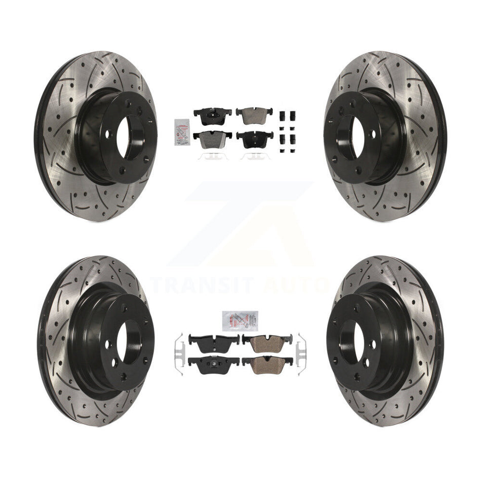Front Rear Semi-Metallic Pad & Coated Drilled Slot Disc Brake Rotor Kit For BMW 320i 328d KDA-102795