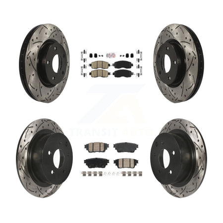 Front Rear Ceramic Pad Drilled Slot Disc Brake Rotors Kit For 2019-2020 Nissan Altima AWD KDA-102798